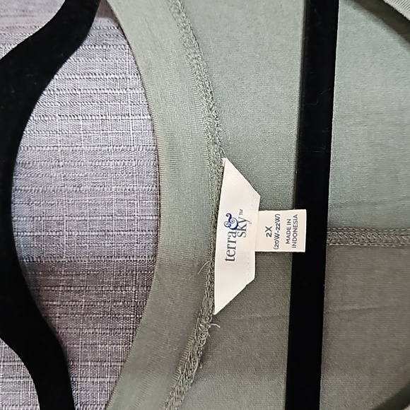 TERRA & SKY GREEN T-SHIRT DRESS SIZE 2X ROLLED SLEEVE - Picture 2 of 8